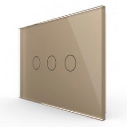 Intrerupator triplu cu indicator luminos Livolo VL-FC3-3G-13, touch, incastrat, modular - 3, auriu