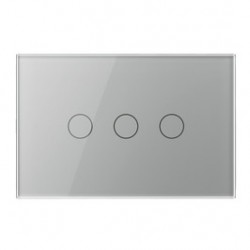 Intrerupator triplu cu indicator luminos Livolo VL-FC3-3G-15, touch, incastrat, modular - 3, gri