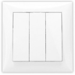 Intrerupator triplu Hoff Top, incastrat, rama inclusa, 10A, alb