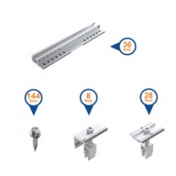 Kit prindere Aerocompact sistem fotovoltaic 6 KWh pentru acoperis inclinat tip tabla trapezoidala