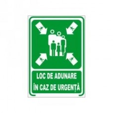 Loc de adunare în caz de urgență, semn din plastic, 20x30cm