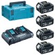 Makita  197626-8 - Set 4 acumulatori si incarcator, Li-Ion LXT, 18 V, 5 Ah, valiza speciala