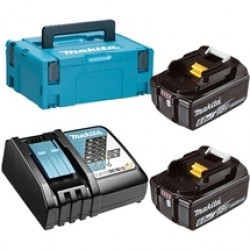 Makita  198116-4 - Set 2 acumulatori si incarcator, Li-Ion, 18 V, 6 Ah, valiza speciala