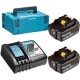 Makita  198116-4 - Set 2 acumulatori si incarcator, Li-Ion, 18 V, 6 Ah, valiza speciala