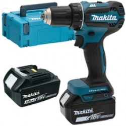 Makita  DDF485RFJ - Masina de gaurit si insurubat cu 2 acumulatori, Li-Ion, 18 V, 3 Ah, 50 Nm, motor fara perii, led iluminare, valiza plastic