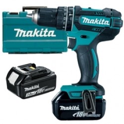 Makita  DHP482RFE - Masina de gaurit si insurubat cu percutie cu 2 acumulatori, Li-Ion, 18 V, 3 Ah, 62 Nm, led iluminare, valiza plastic