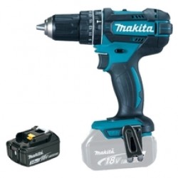 Makita  DHP482Z + BL1830B - Masina de gaurit si insurubat cu percutie, 62 Nm + Acumulator, Li-Ion, 18 V, 3 Ah