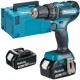 Makita  DHP485RFJ - Masina de gaurit si insurubat cu percutie cu 2 acumulatori, Li-Ion, 18 V, 3 Ah, 50 Nm, motor fara perii, led iluminare, valiza speciala