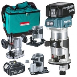 Makita  DRT50RFEX3 - Masina de frezat cu 2 acumulatori, Li-Ion, 18 V, 5 Ah, 6, 8 mm, motor fara perii