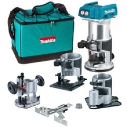 Makita  DRT50ZX3 - Masina de frezat fara acumulatori si incarcator, Li-Ion, 18 V, - Ah, 6, 8 mm, geanta textila