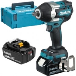 Makita  DTW701RTJ - Masina de insurubat cu impact cu 2 acumulatori, Li-Ion, 18 V, 5 Ah, 330 Nm, M10-M24, motor fara perii, led iluminare, valiza speciala