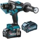 Makita  HP001GM201 XGT - Masina de gaurit si insurubat cu percutie cu 2 acumulatori, Li-Ion, 40 V, 4 Ah, 140 Nm, motor fara perii, led iluminare, valiza speciala