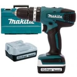 Makita  HP347DWE - Masina de gaurit si insurubat cu percutie cu 2 acumulatori, Li-Ion, 14.4 V, 1.3 Ah, 30 Nm, valiza plastic