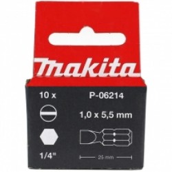Makita  P-06214 - Set capete de insurubare, plat 1x5.5 mm, 10 bucati