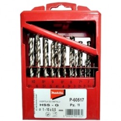 Makita  P-60517 - Set burghie metal, HSS-G, 1-10  mm, tija cilindrica, 19  bucati