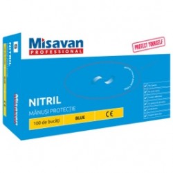 
                                        Manusi de protectie unica folosinta Misavan, nitril, albastre, marimea S, set 100 buc                                    