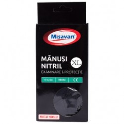 
                                        Manusi de protectie unica folosinta Misavan, nitril, negre, marimea XL, set 10 buc                                    