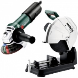 Metabo  CS 22-355 + WEV 850-125 - Debitator metale stationar, 2300 W, 355 mm, disc abraziv + Polizor unghiular, 850 W, 125 mm