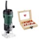 Metabo  FM 500-6 + Stayer - 1.351 - Masina de frezat, 500 W, 6 mm + Set cutite frezat, tija 6 mm, ambalaj lemn, 12 bucati