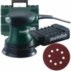 Metabo  FSX 200 INTEC + Makita - P-43577 - Slefuitor cu excentric, 240 W, 125 mm, valiza plastic + Set foi abrazive rotunde, 125 mm, granulatie 120, 8 gauri, 10  bucati