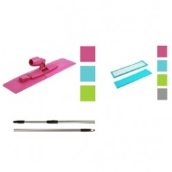 
                                        Mop plat microfibra + coada telescopica + suport din plastic, 40 x 10 x 8 cm                                    