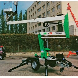 Nacela tractabila Xtrailer 14,  Inaltime de lucru 14 m. Lungime laterala de lucru 6.5 m. Sarcina maxima 200 kg