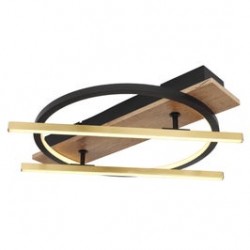 
                                        Plafoniera LED Beatrix 67295D, 32W, 1300lm, lumina calda, aspect lemn, neagra, moderna                                    