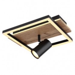 
                                        Plafoniera LED Kassu 67305D, 24W + GU10, 1400lm, lumina calda, aspect lemn, neagra, moderna                                    