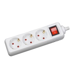 Prelungitor 5m 3 prize cu intrerupator, alb, Inlet