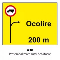 Presemnalizarea rutei ocolitoare (U38), Indicator rutier
