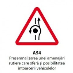 Presemnalizarea unei amenajări rutiere care oferă şi posibilitatea întoarcerii vehiculelor, Indicator rutier