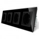 Priza cvadrupla - 4 x priza simpla Livolo VL-C7C4EU-12, incastrata, contact de protectie, rama din sticla inclusa, neagra