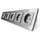 Priza cvintupla - 5 x priza simpla Livolo VL-C7-C5EU-15, incastrata, contact de protectie, rama din sticla inclusa, gri