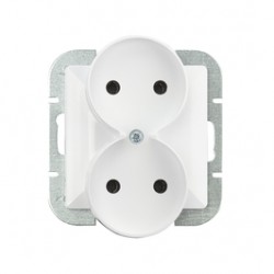 Priza dubla Perla PT-5PR, incastrata, alba
