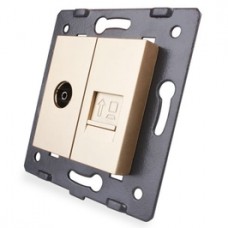 Priza dubla telefon + internet Livolo C7-1VC-13, aurie