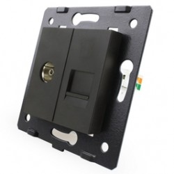 Priza dubla TV + telefon Livolo C7-1VT-12, neagra