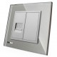 Priza internet simpla Livolo VL-C791C-15, incastrata, rama din sticla inclusa, gri