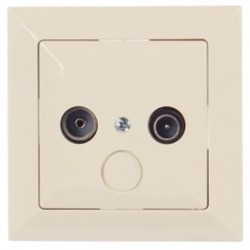 Priza RTV Perla intermediara 14DB, incastrata, rama inclusa, bej