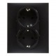 Priza schuko dubla Legrand New Suno 721426, incastrata, contact de protectie, rama inclusa, neagra