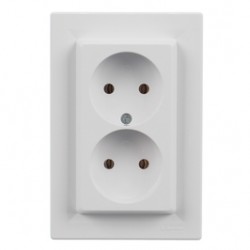 Priza schuko dubla Schneider Electric Asfora EPH9700121, incastrata, rama inclusa, alba