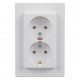 Priza schuko dubla Schneider Electric Asfora EPH9900121, incastrata, rama inclusa, contact de protectie, alba