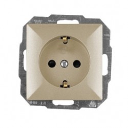 Priza schuko simpla Abex Perla PT-17 P, incastrata, contact de protectie, satin