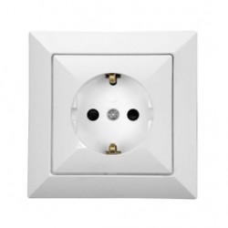 Priza schuko simpla Abex Perla PT-17 PS, incastrata, contact de protectie, alba