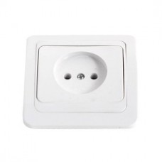 Priza schuko simpla Comtec Eco, incastrata, rama inclusa, alba