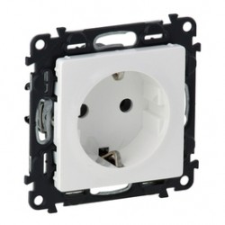 Priza schuko simpla Legrand Valena Life FR 753120, incastrata, contact de protectie, alba