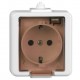 Priza schuko simpla Smart NT-17, aparenta, rama inclusa, cu capac, contact de protectie, alba