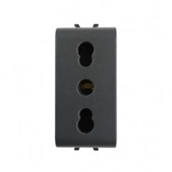 Priza simpla Gewiss GW12203-1BL CH TN 16A, incastrata, modulara - 1, contact de protectie, neagra