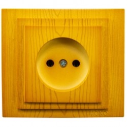 Priza simpla Mono Electric Larissa, incastrata, rama inclusa, stejar