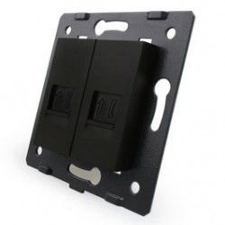 Priza telefon dubla Livolo C7-2T-12, incastrata, neagra