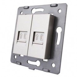 Priza telefon dubla Livolo C7-2T-15, incastrata, gri